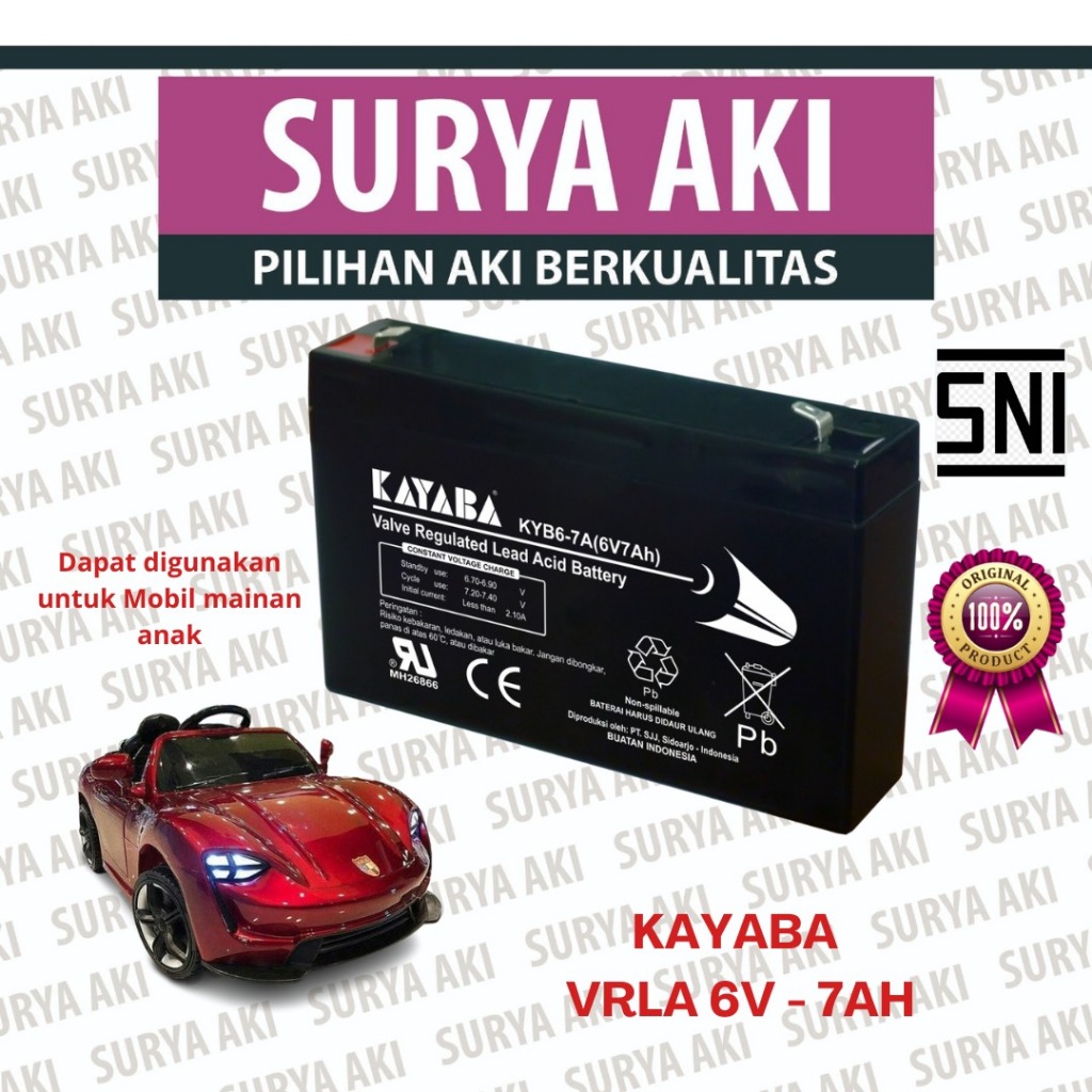 Jual Aki Kering Mobil Mainan Anak UPS KAYABA 6V 7AH | Shopee Indonesia