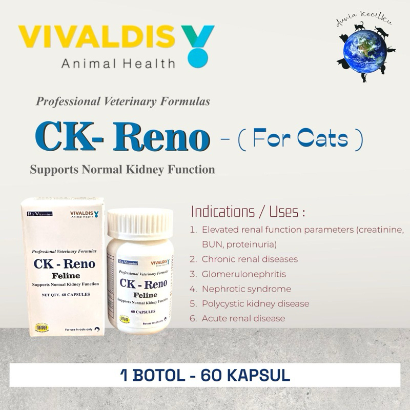 Jual Vivaldis CK-RENO Feline For Cats Supplement Renal / Kidney Support ...