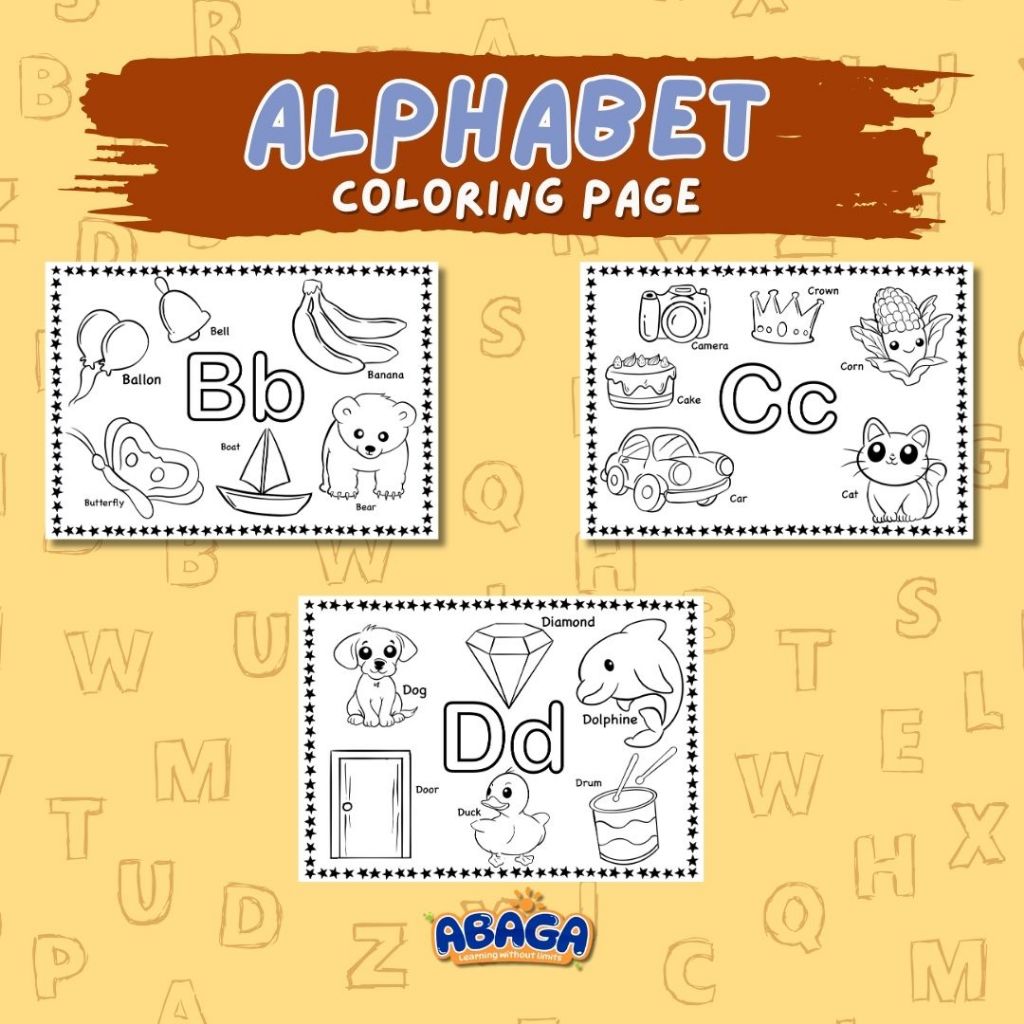 Jual Alphabet ABC Coloring Pages English | Lembar Mewarnai ABC Bahasa ...