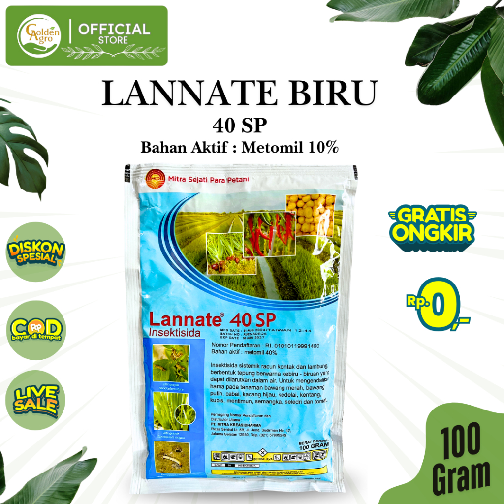 Jual INSEKTISIDA LANNATE LANET 40 SP 100 GRAM 100GR ORIGINAL | Shopee ...