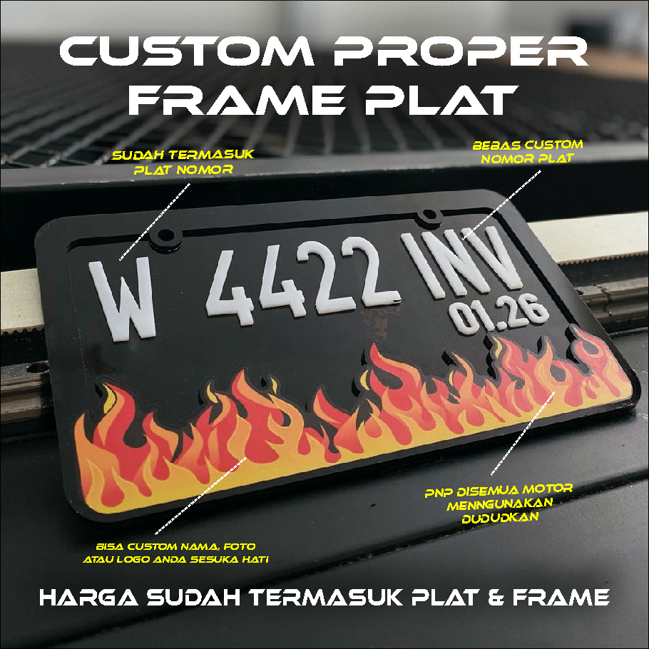 Jual Frame Plat Nomor motor Model JDM Api 2 Viral PNP disemua motor ...