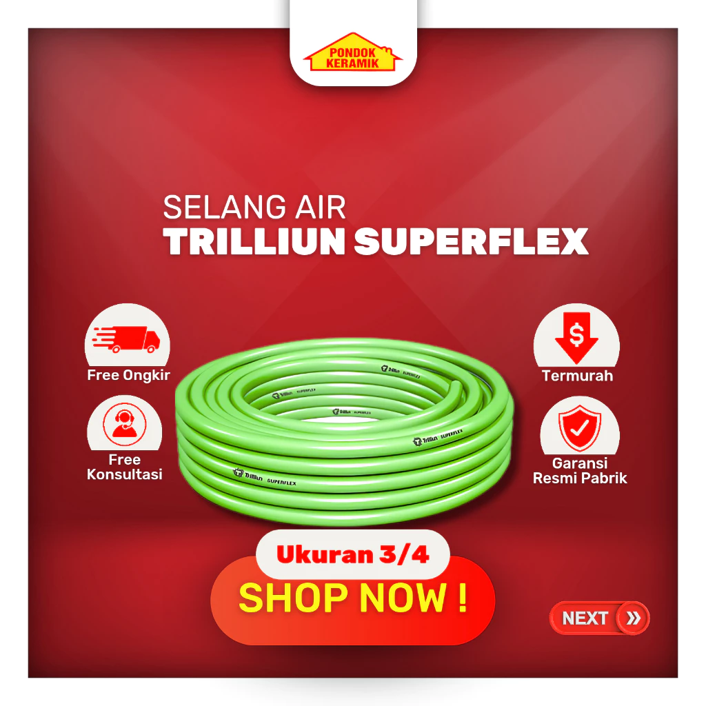 Selang Air Trilliun Superflex Hijau Ukuran 3/4 " Inch