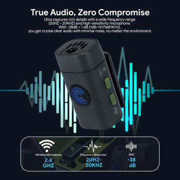 COSTA Altus 2V Dual Channel Wireless Microphone Lavalier Compact Clarity Sound Mono Stereo ANC