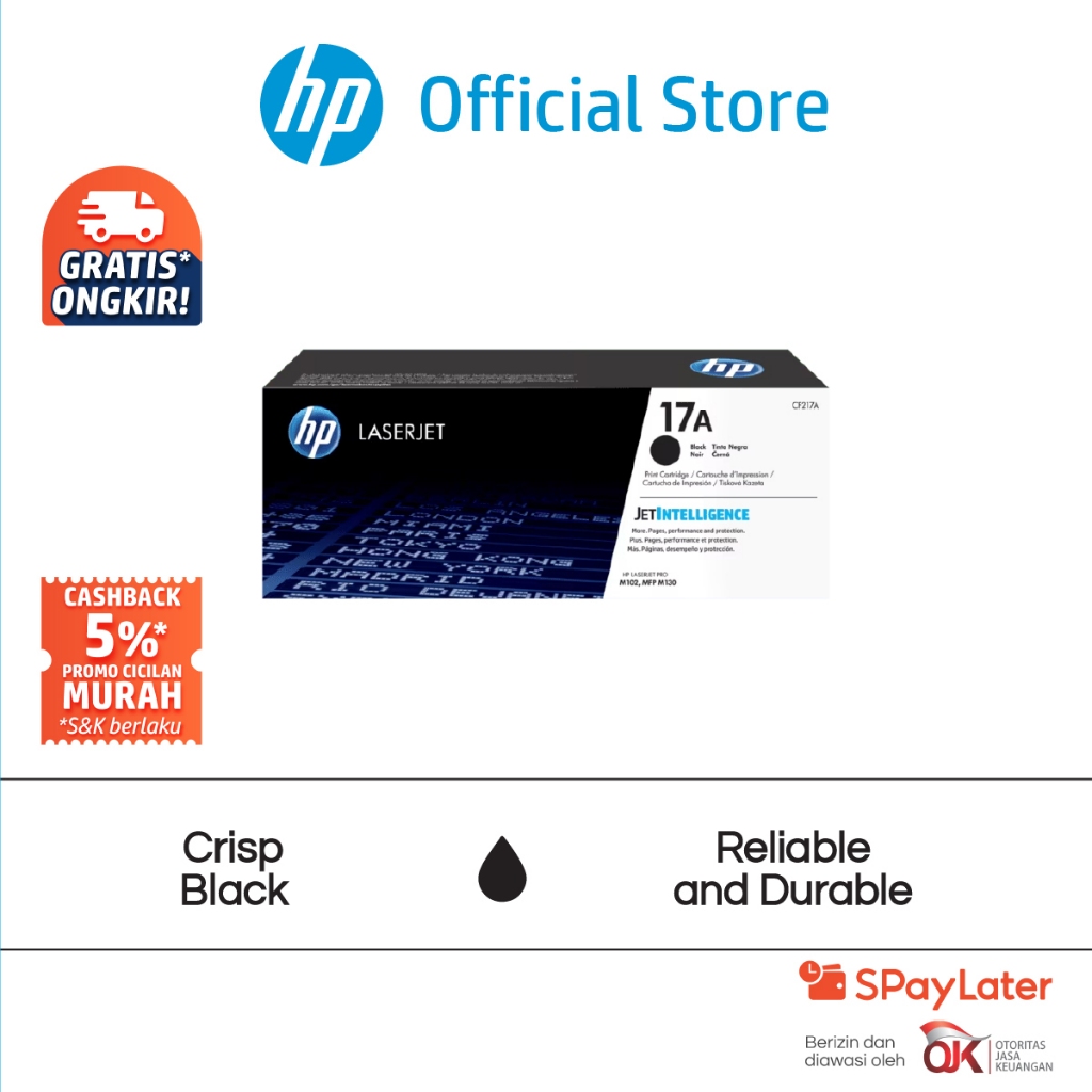HP Toner Printer Original 17A Hitam / Black - Catridge asli / ori / Gratis Ongkir