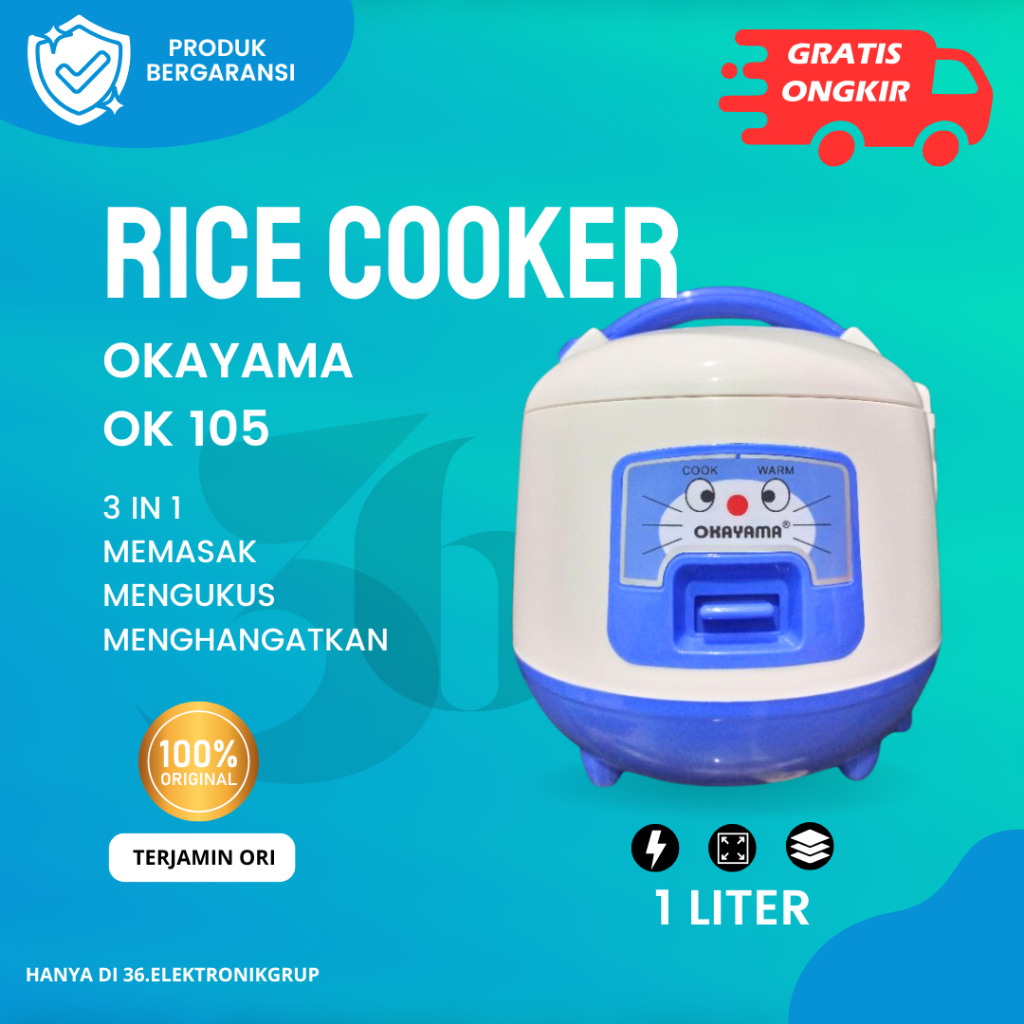 Jual RICE COOKER 1L OKAYAMA OK-105P | Shopee Indonesia