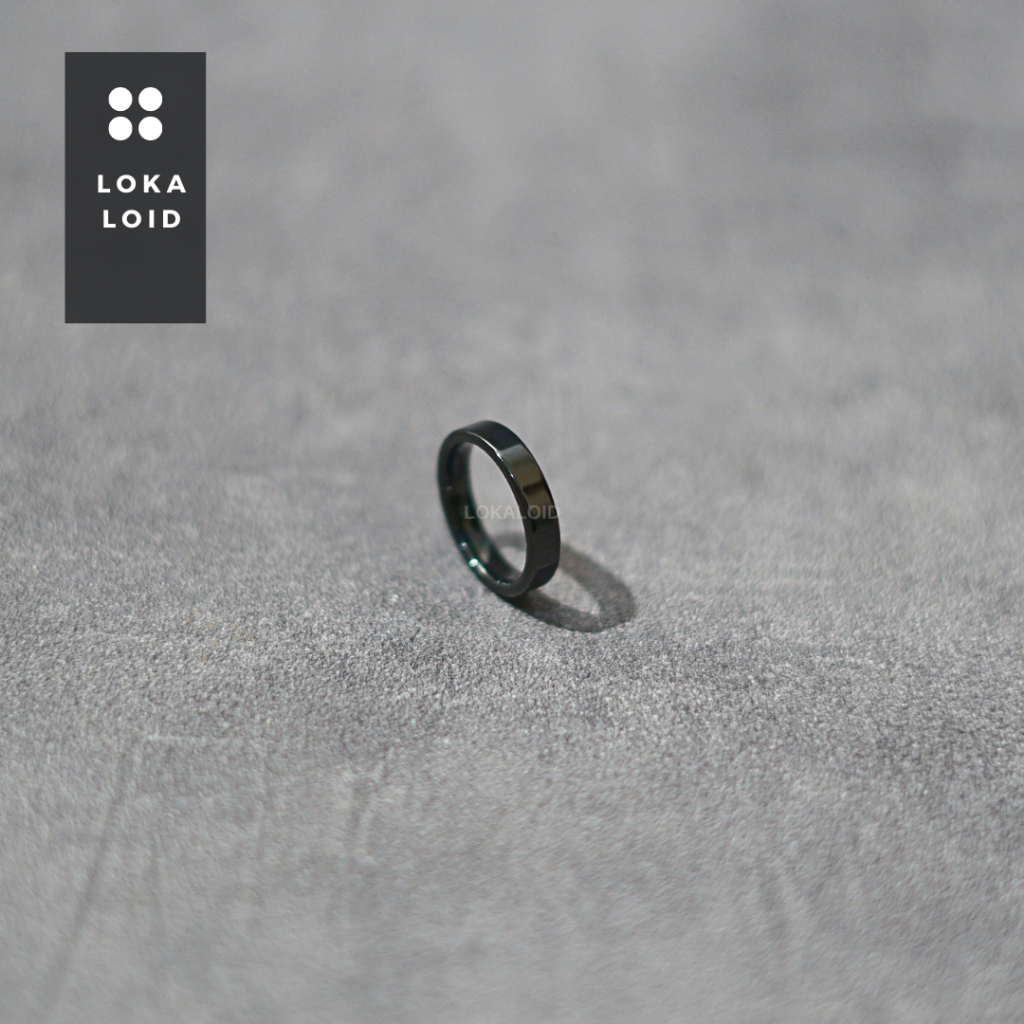 Jual Basic Black Ring Titanium 4mm Cincin Stainless Steel Anti Karat ...