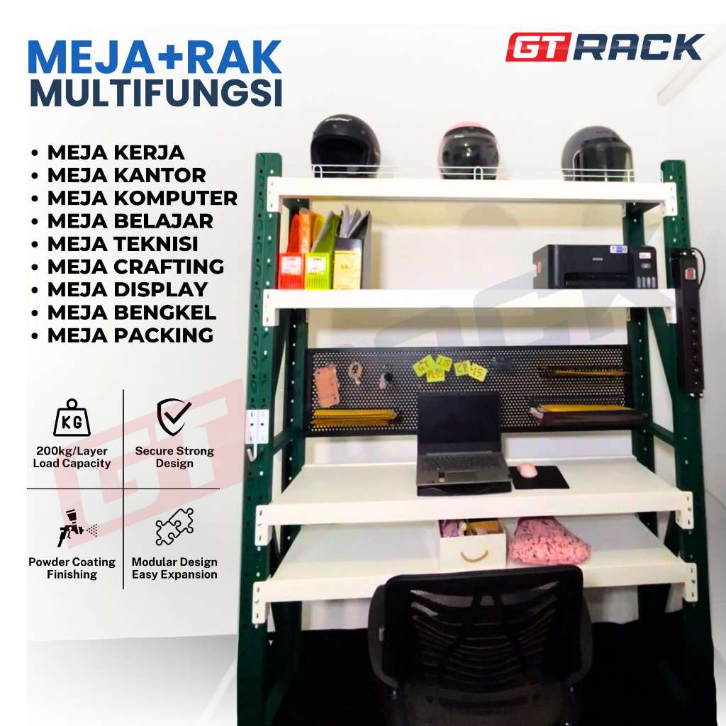 Jual MEJA KERJA ALL IN ONE GT RACK / MEJA KERJA / MEJA BELAJAR - 200KG ...