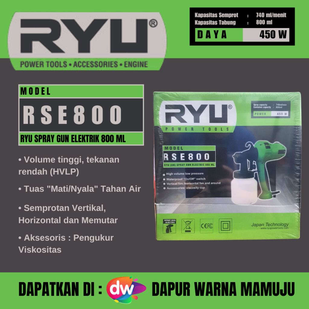 Jual Ryu Spray Gun Electric Model RSE800 (Spoit Listrik Ryu Model ...
