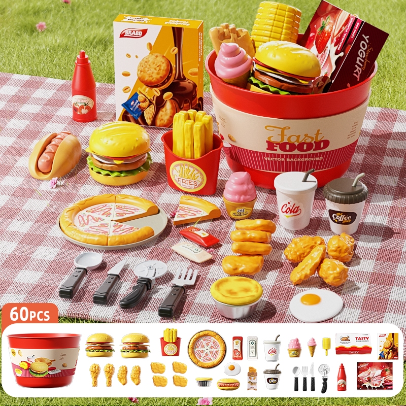 Jual Mainan Masak-masakan Dapur Set Fast Food Makanan Cepat Saji Burger ...