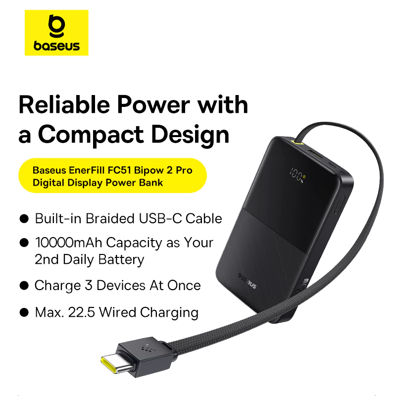 Baseus Power Bank EnerFill 22,5W 10000mAh Bipow2 Pro Fast Charging Powerbank Type-C