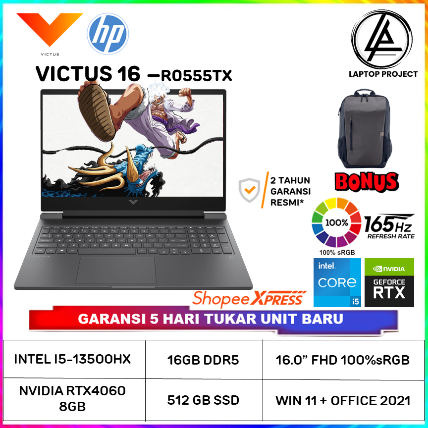 Jual HP Victus 16 r0555TX Core i5-13500HX 16GB/512GB SSD RTX4060 8GB 16 ...