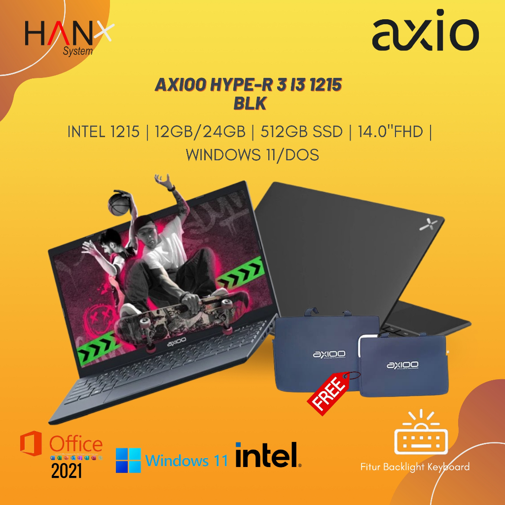 Jual AXIOO HYPE-R 3 I3 1215 12GB 256GB DOS 14.0FHD BLK (1KG) | Shopee ...