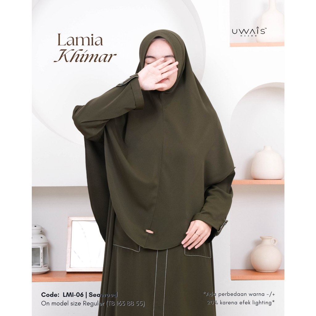 Lamia Khimar Hijab Anti UV Umroh Haji Jilbab Instan Soft Pad Polos Syari Kerudung Anti Tembem
