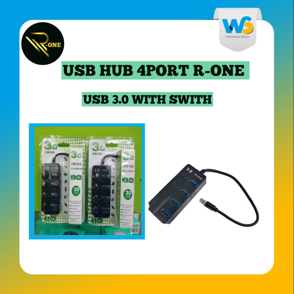 Jual USB HUB R-ONE 4PORT USB 3.0 WITH SWITCH | Shopee Indonesia