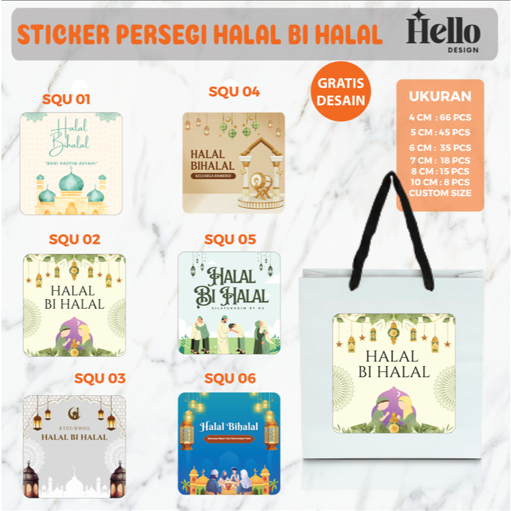 Jual (FREE CUSTOM) Stiker PERSEGI hampers halal bi halal/ bingkisan ...