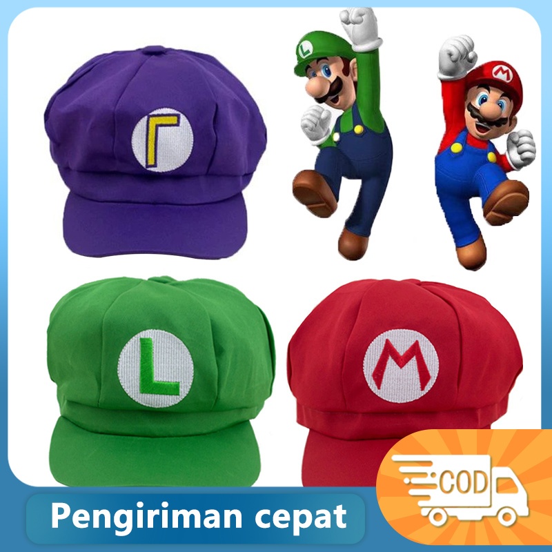 Jual Topi Super Mario bros topi luigi topi waluigi Topi bermain peran ...
