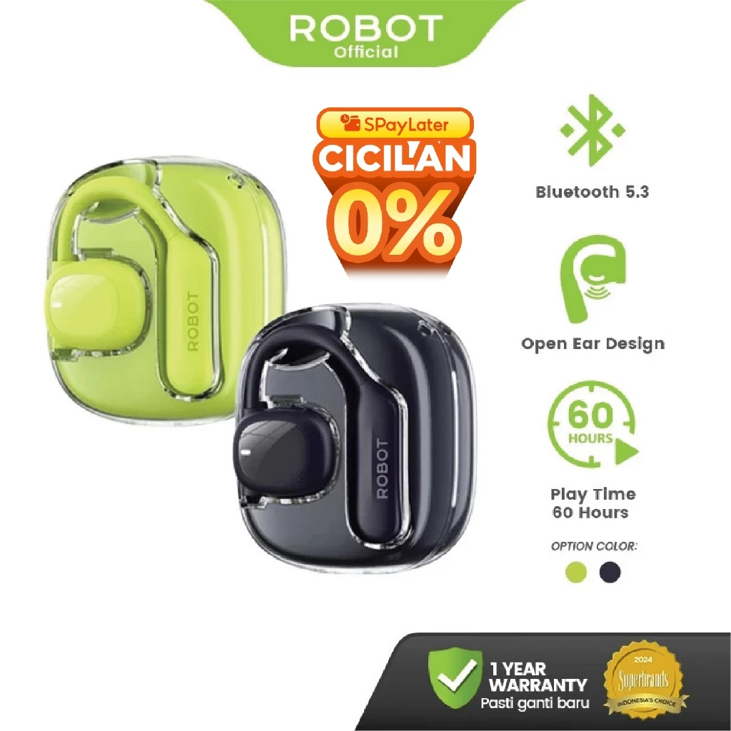 ROBOT OWS Open Ear Earphone Audio TWS True Wireless Earbuds 960mAh Headset Sport Gaming Bluetooth 5.3 OWS 2 Original 
