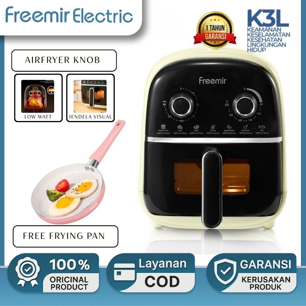 Jual [𝙁𝙍𝙀𝙀 𝙃𝘼𝘿𝙄𝘼𝙃] freemir electric Air Fryer Low Watt 4L Penggorengan ...