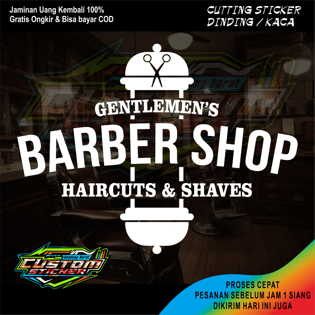 Jual STIKER CUSTOM STICKER BARBERSHOP SIMPLE DESIGN | Shopee Indonesia