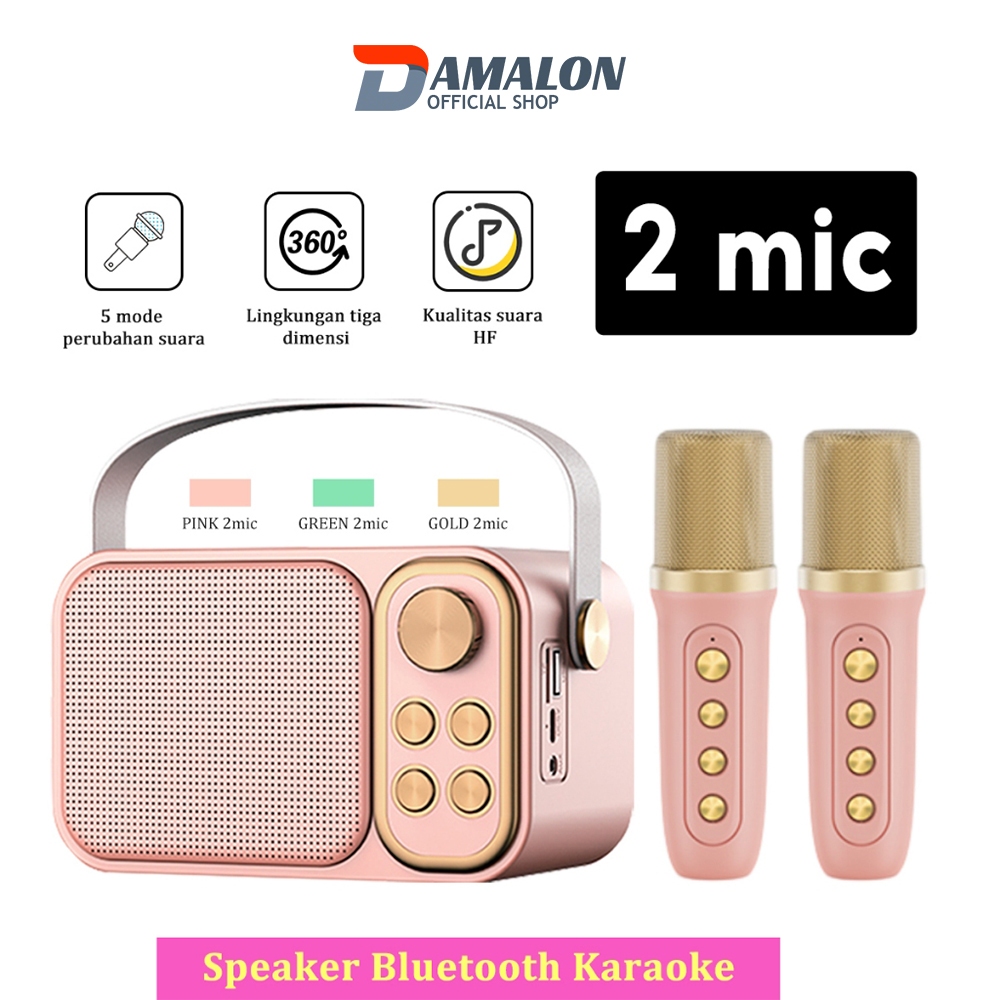 Jual DAMALON Karaoke Speaker set ktv Cute Wireless 2 mic Nirkabel ...