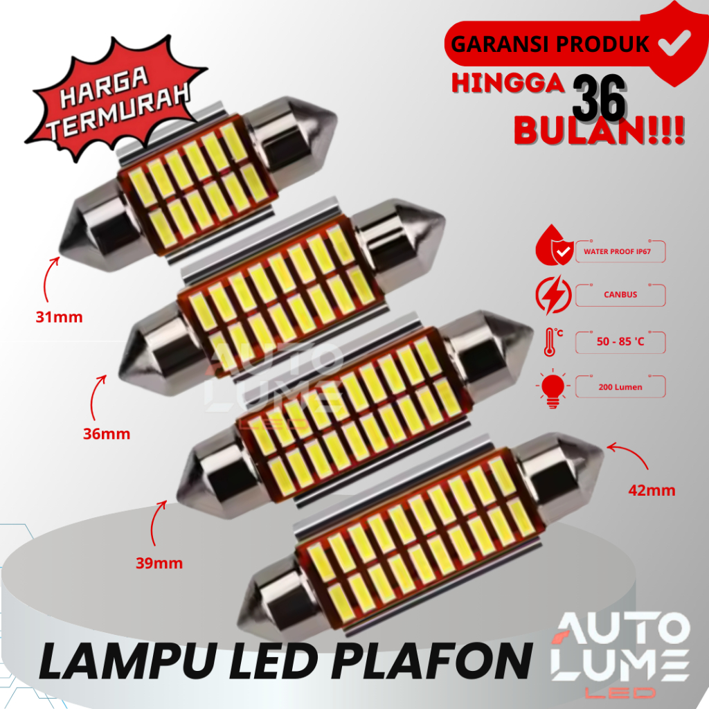 AutoLume Lampu Plafon LED CANBUS - 12 Mata, 200 Lumens, PnP Plug & Play - GARANSI 3 TAHUN