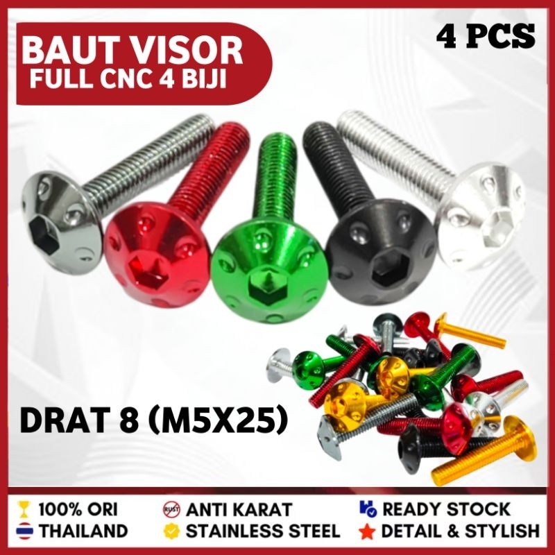Jual BAUT VISOT M5 X 25 DRAT 8 BAUT VARIASI ANTI KARAT IMPORT | Shopee ...