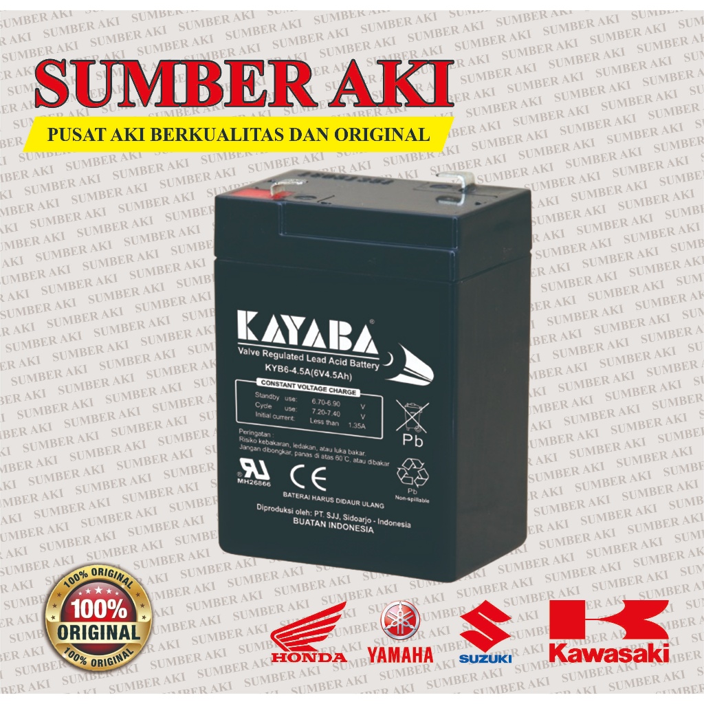 Jual Kayaba 6 Volt 4.5 Ampere Baterai Motor Mainan Anak Mobil Mobilan ...