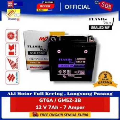 Baterai Aki Accu Motor GM5Z-3B Mio Sporty Smile Jupiter Z Lama Burhan Hantu Vega ZR R Alfa IIR F1ZR