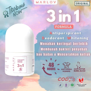 MARLOV Antiperspirant Deodorant Whitening Roll On 3in1 Formula 25ml Anti Bau Ketiak dan Ketiak Hitam