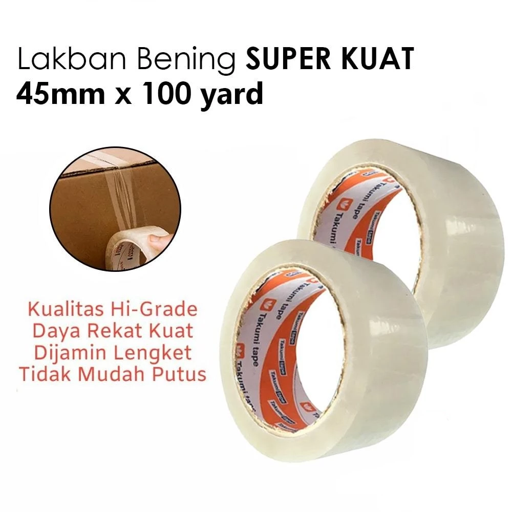 Lakban 1 Roll Bening Super Lengket dan Kuat 45mm x 100 YARD Murah | AutoStock