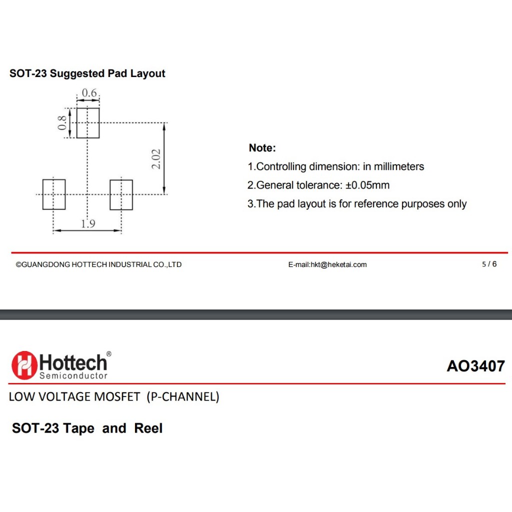 Jual AO3407 30V 4.1A P-channel MOSFET A79T SOT-23 Hottech ORIGINAL ...
