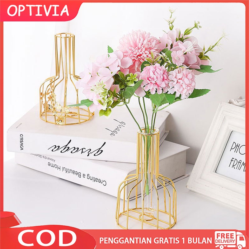 Product image OPTIVIA Nordic Golden Glass Vas Besi Hidroponik Tanaman Vas Bunga Meja Kedai Kopi Kantor Dekorasi Rumah Aksesoris Modern 1