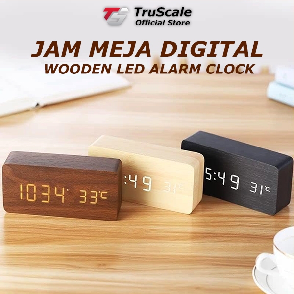 Jual Jam Meja Digital Kayu / Wooden Digital Desk Clock – Elegant Design ...
