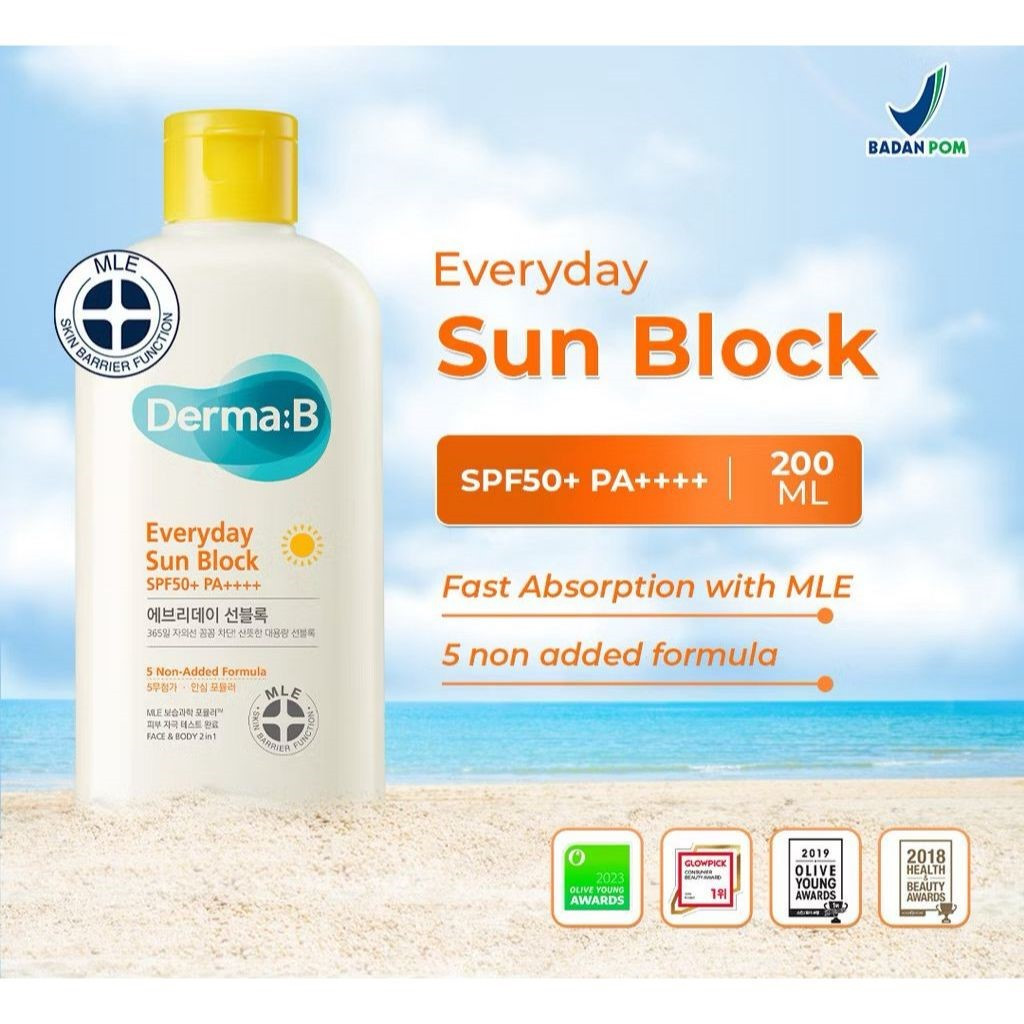Jual Derma:B Everyday Sun Block SPF 50+ PA++++ 200 ml | Shopee Indonesia