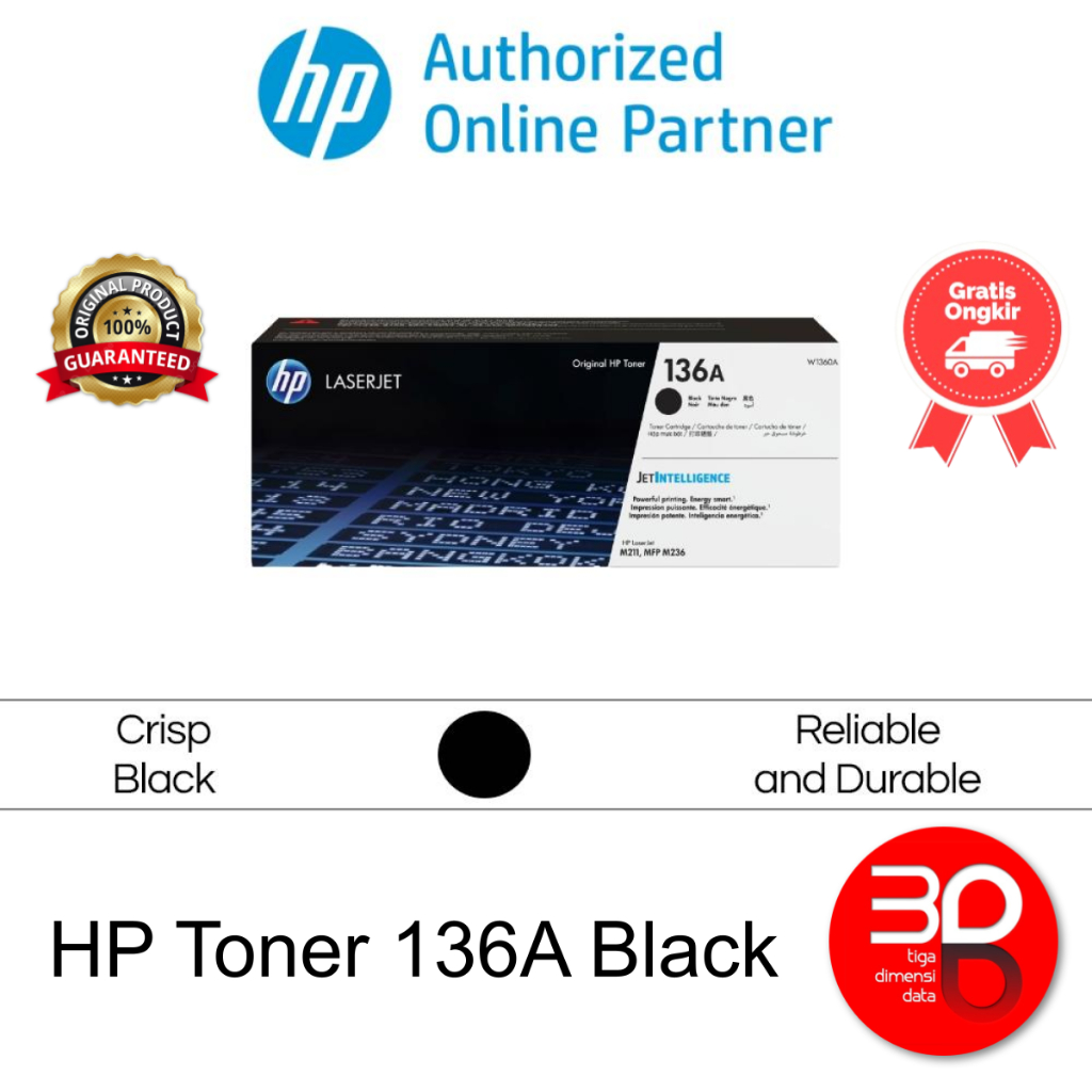 HP Toner 136A Black LaserJet Cartridge Original [W1360A]