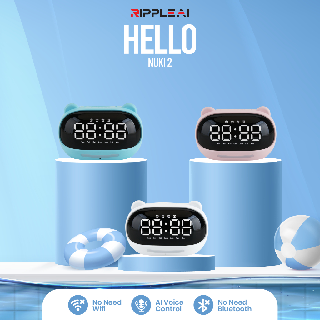 Jual Ripple AI Hello Nuki 2 Smart Voice Alarm Clock Control AC Alarm ...