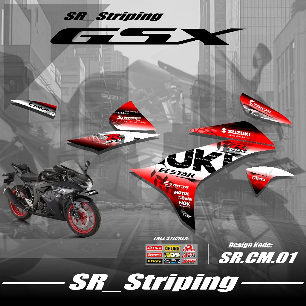 Jual Sticker Striping Stiker Lis Variasi GSX 150 R Desain Racing Bonus ...