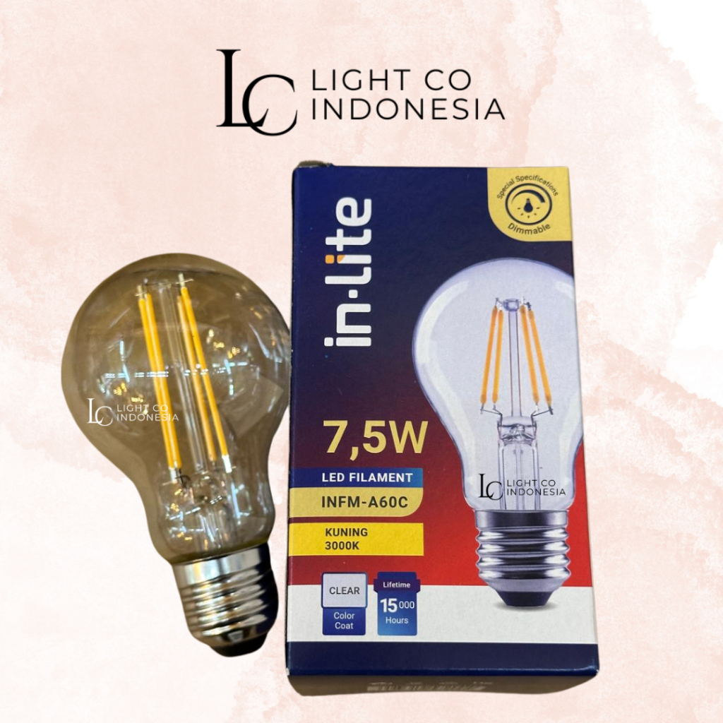 Jual INLITE Led Bulb Dimmer 7.5w E27 3000k / Inlite Led A60 7.5w ...
