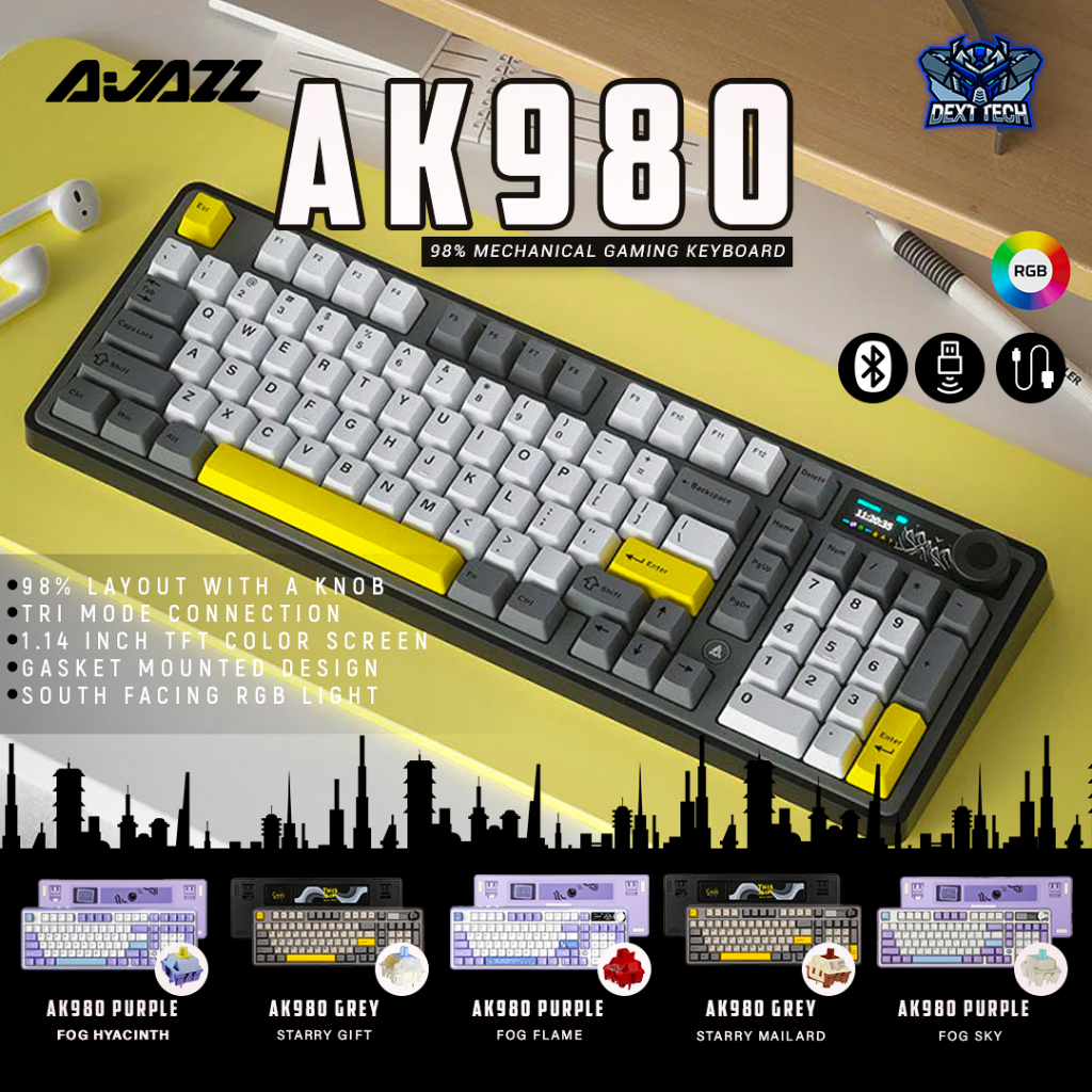 Jual AJAZZ AK980 With TFT Screen Tri-Modes Mechanical Keyboard | Shopee ...