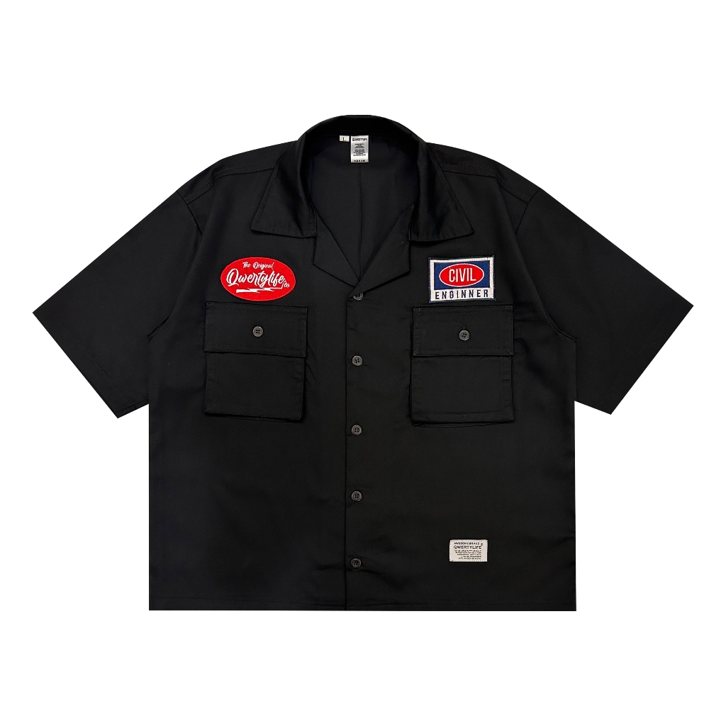 Qwertylife Workshirt Boxy Civil Enginner Black