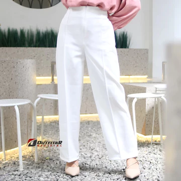 Celana Wanita Kulot Garis Basic HW Irene Cullotes Scuba Wide Leg Kulot Premium