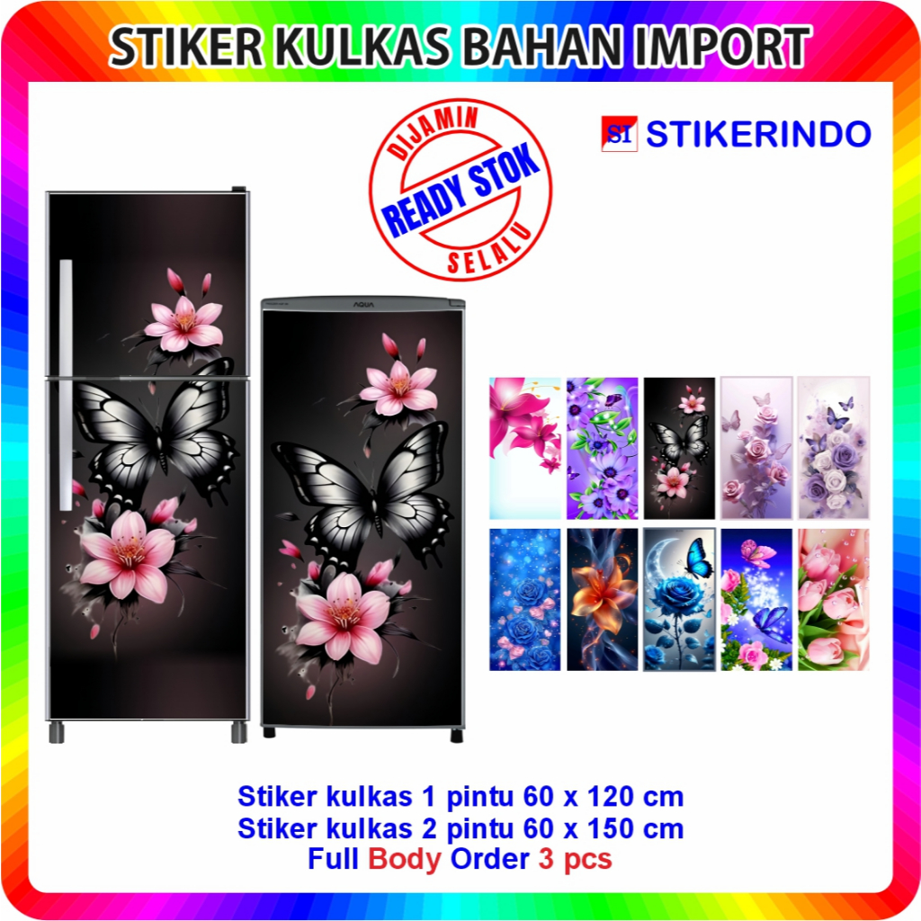 Jual Sticker Stiker Kulkas 1 Pintu dan 2 Pintu Motif Bunga 4 | Shopee ...