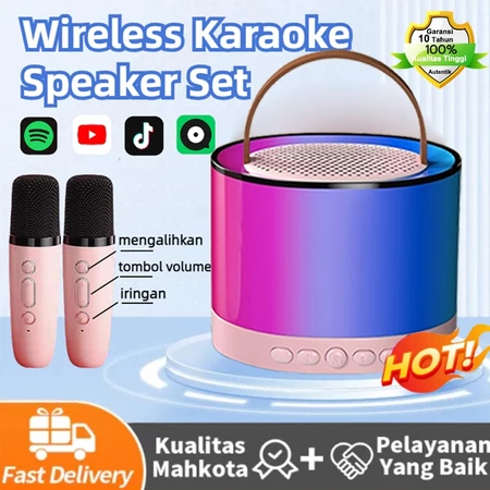 Jual [COD] K52 Speaker Bluetooth Karaoke 2 MIC 1 SET Speaker Bluetooth ...