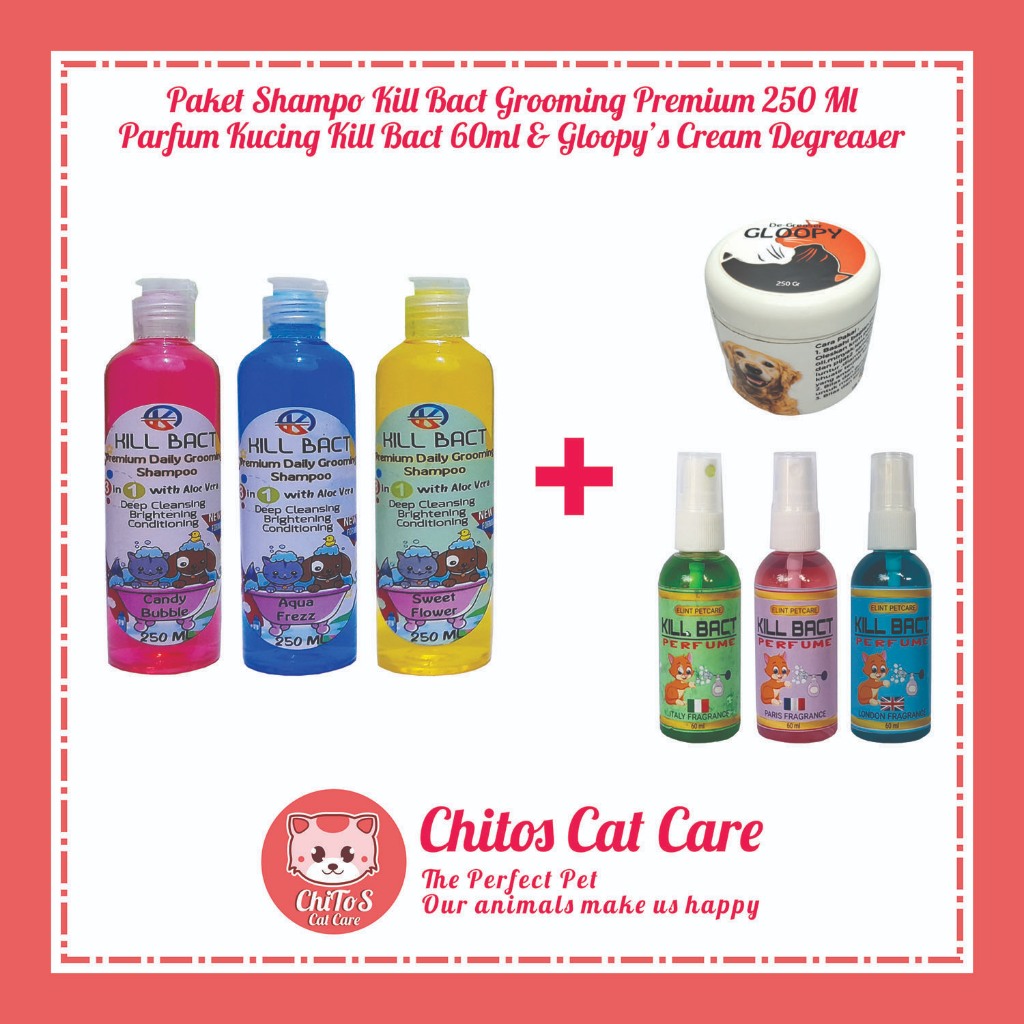 Jual Paket Shampo Grooming Kucing Kill Bact 250 ml Degreesear Gloopys ...