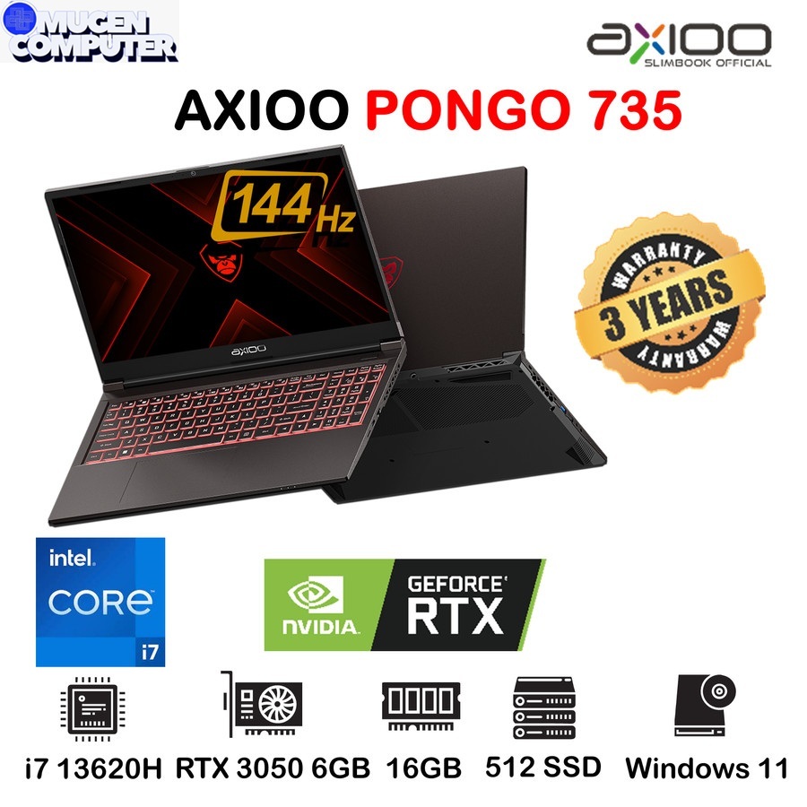 Jual Axioo Pongo 735 Intel Core i7-13620H ram 16GB ssd 512GB RTX 3050 ...