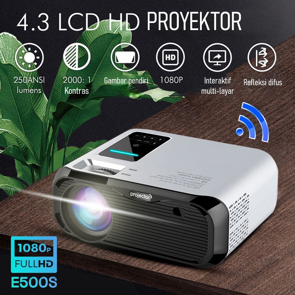 Jual Proyektor LCD Mini LED E500 Full HD 1080P WiFi BT4.0 3500 Lumens ...