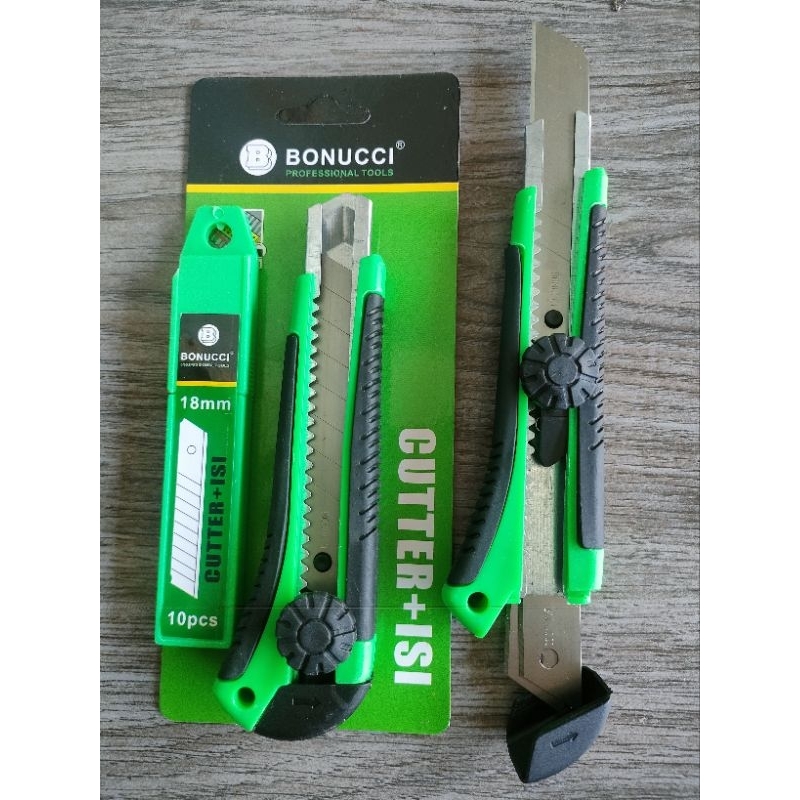 Jual BONUCCI Pisau Cutter Besar + Isi 10pcs Pemotong Kertas Kater 18mm ...