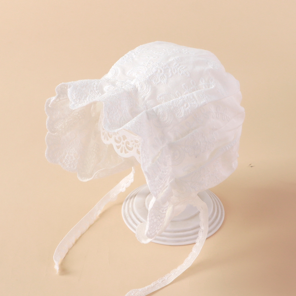 Jual TOPI BAYI PEREMPUAN RENDA 0-6 BULAN ADA TALI PENGIKAT ( ADA FURING ...