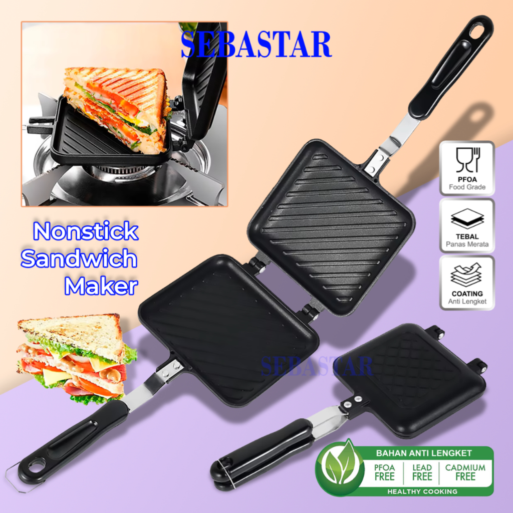Jual SEBASTAR SANDWICH MAKER panci cetakan roti panggang grill pan ...