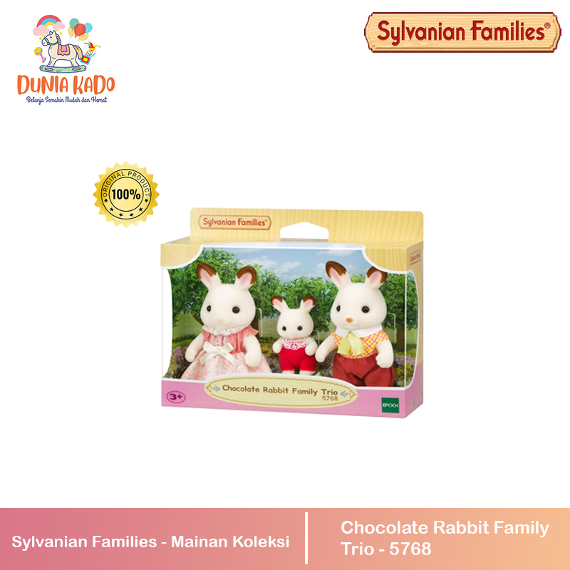 Jual Sylvanian Families Chocolate Rabbit Family Trio Figures 5768 ...